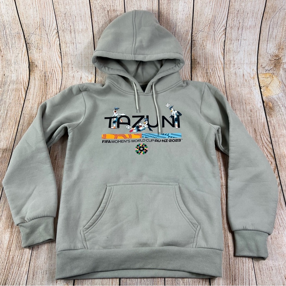 Women’s World Cup 2023 Beige TAZUNI Collage Hoodie Sweatshirt Youth Size 14